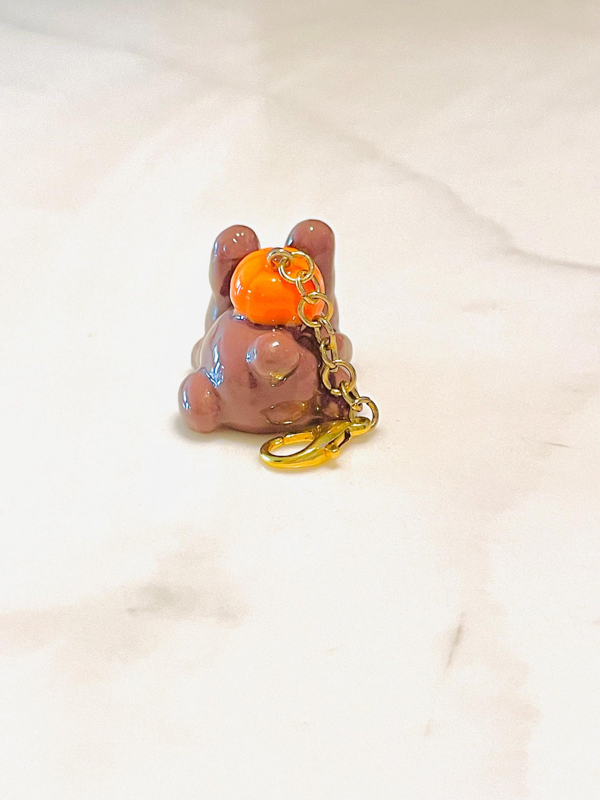Polymer Clay Sleepy Bunny With a Pumpkin Charm
