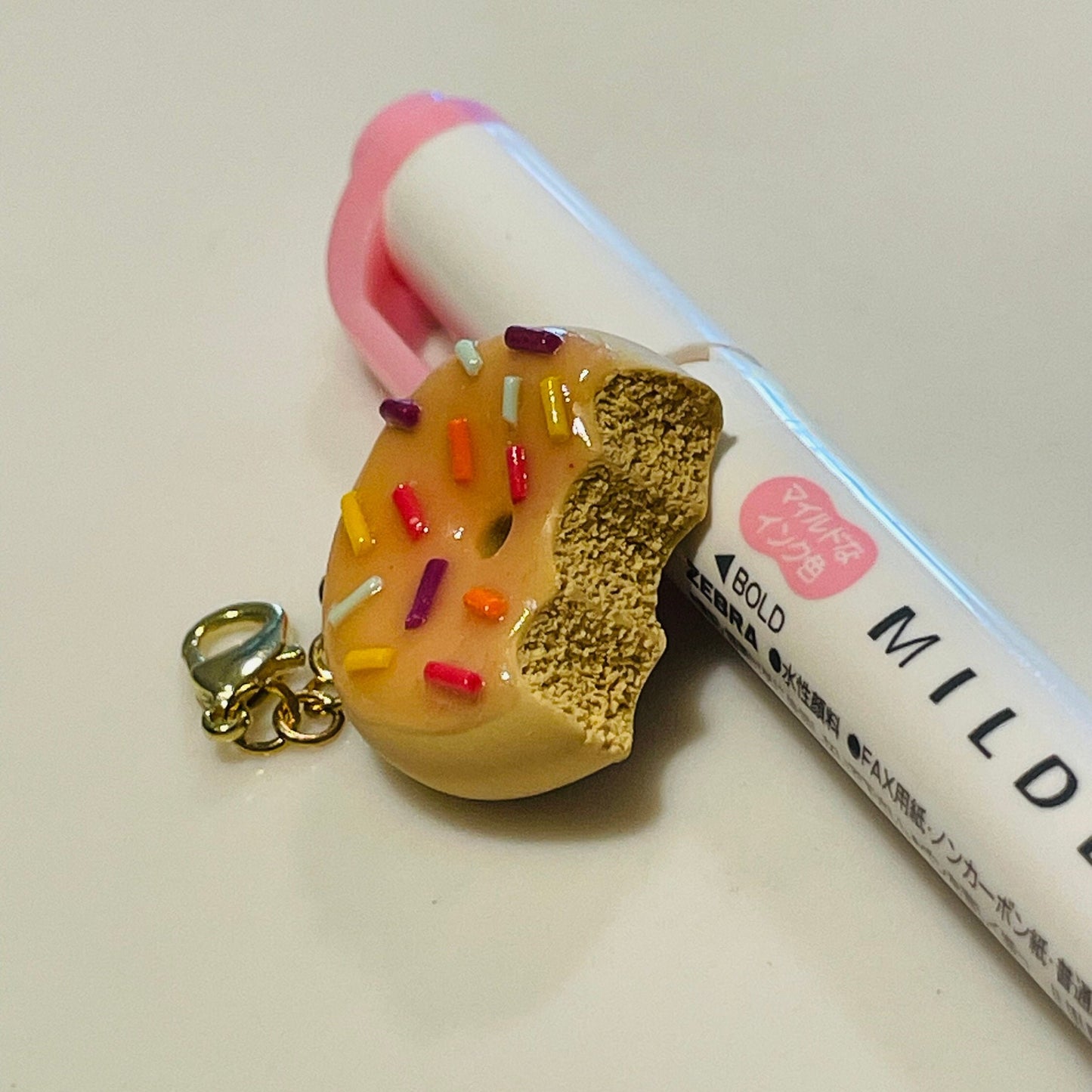 Strawberry Frosting Donut Polymer Clay Charm