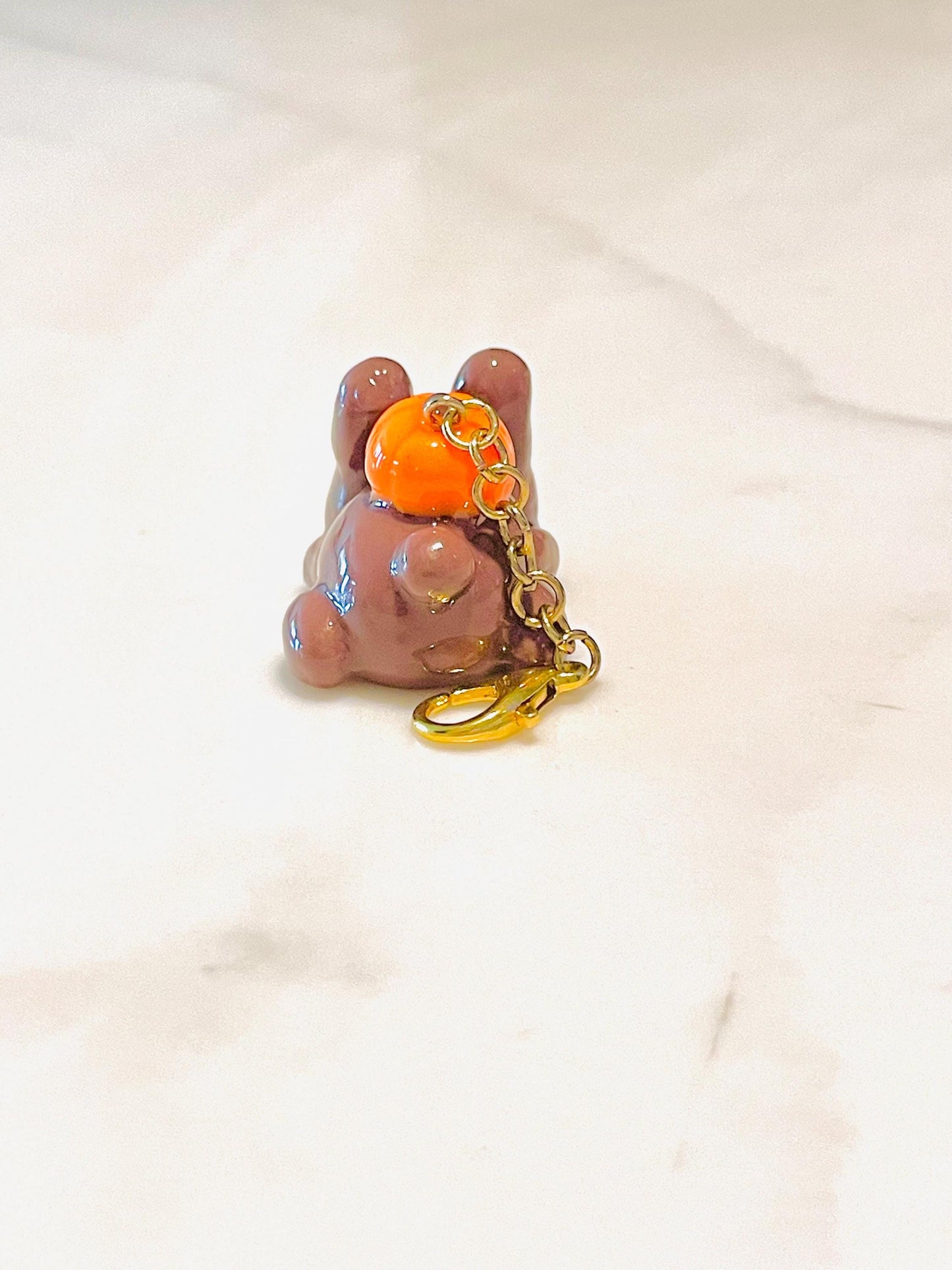 Polymer Clay Sleepy Bunny With a Pumpkin Charm