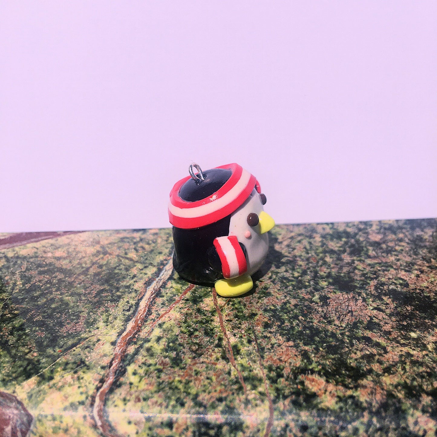 Running Penguin Polymer Clay Charm