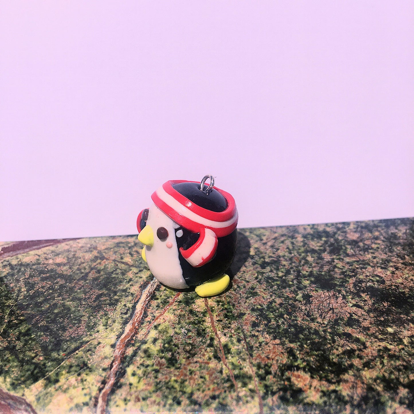 Running Penguin Polymer Clay Charm