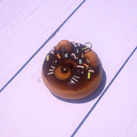 Donut Bear Face Polymer Clay Charm