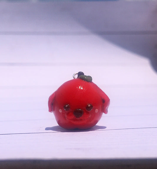 Dog Face Apple Polymer Clay Charm