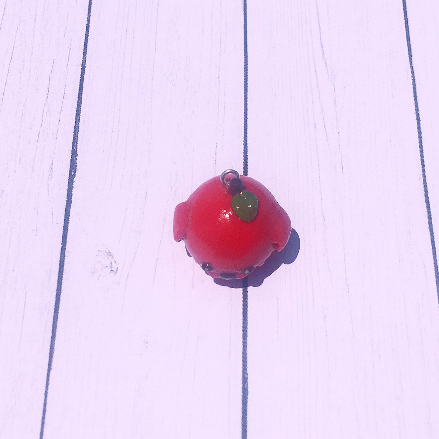 Dog Face Apple Polymer Clay Charm