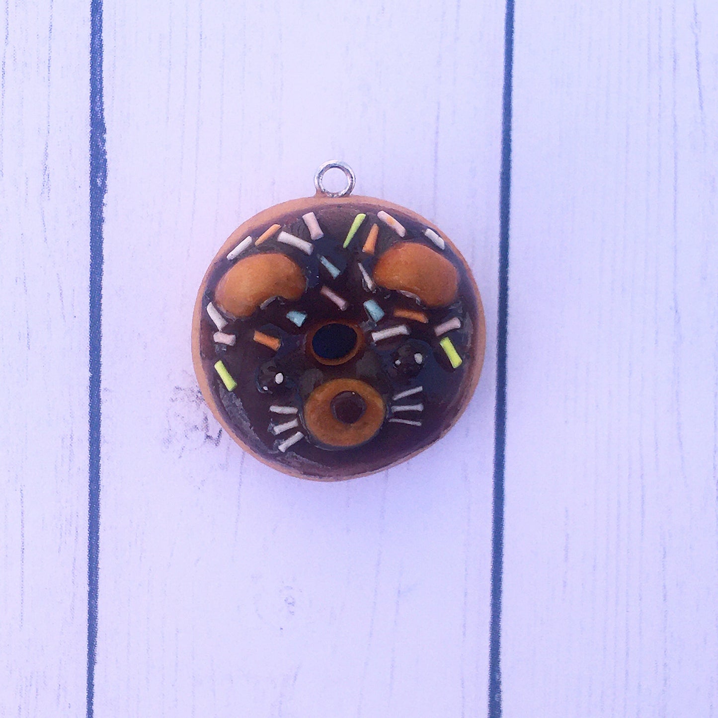 Donut Bear Face Polymer Clay Charm