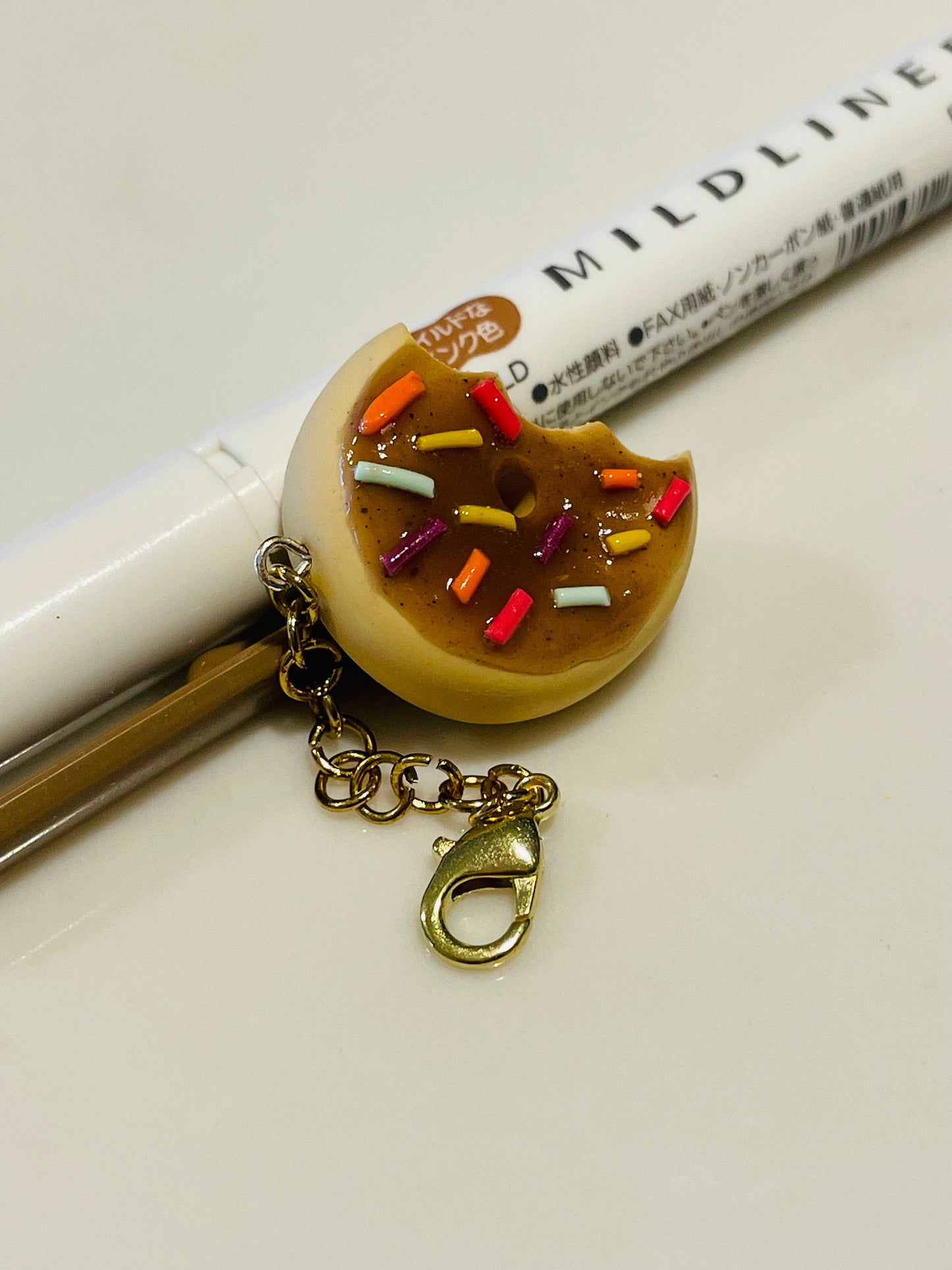 Chocolate Frosted Donut Polymer Clay Charm