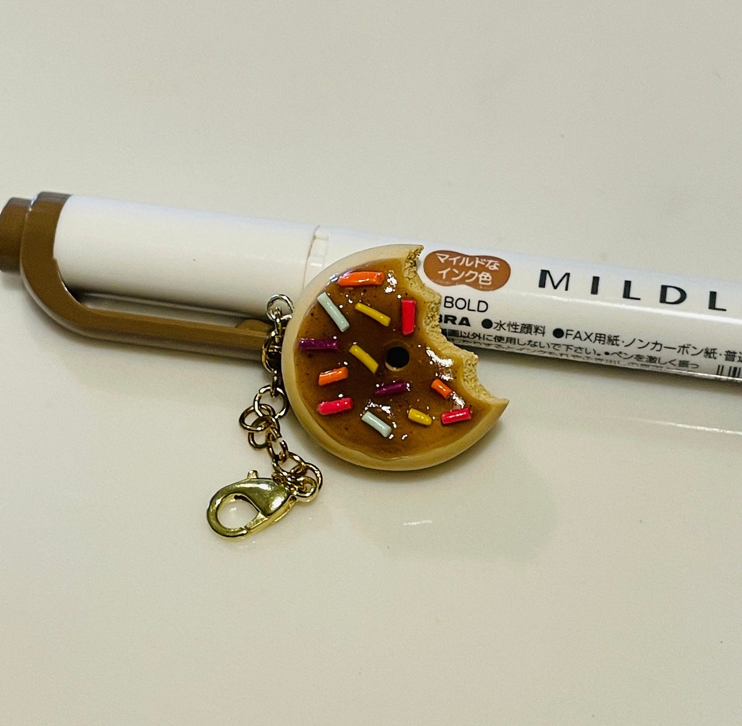 Chocolate Frosted Donut Polymer Clay Charm