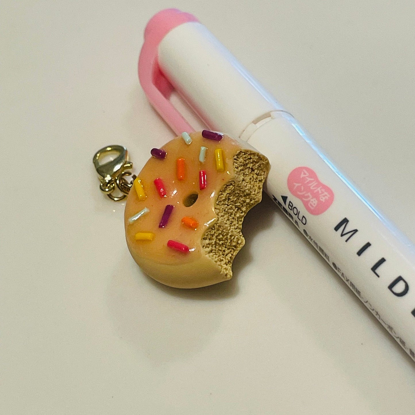 Strawberry Frosting Donut Polymer Clay Charm