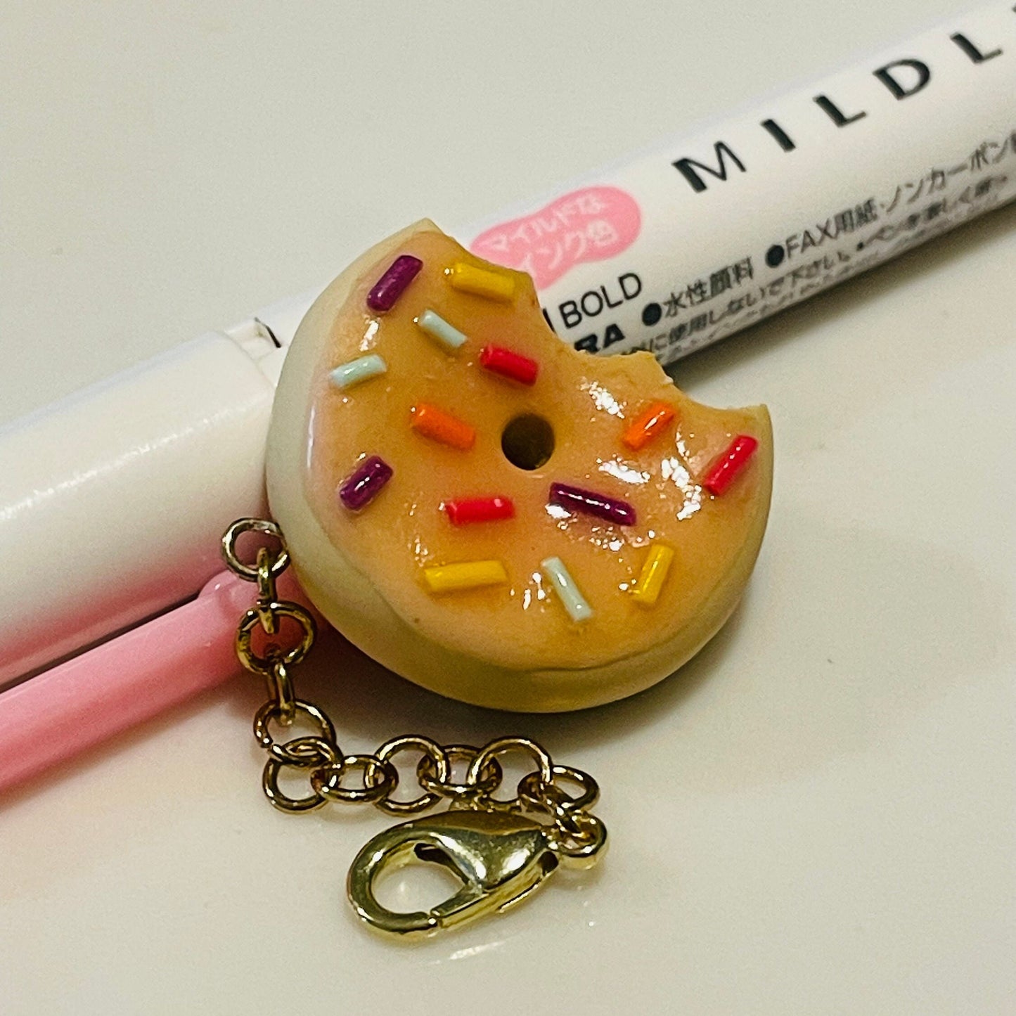 Strawberry Frosting Donut Polymer Clay Charm